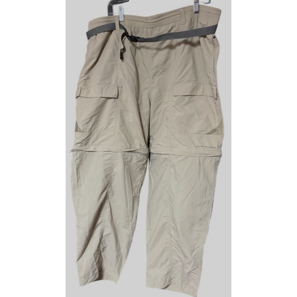 Columbia Pfg Convertible Cargo Pants Mens 2xl 30l Beige Fishing Hiking Outdoor
